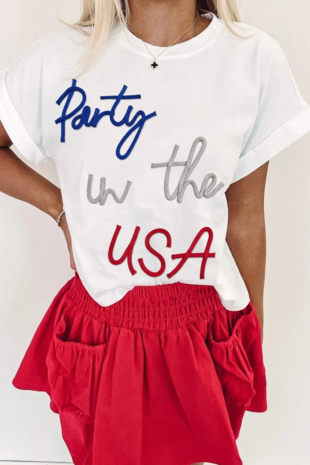Letter Round Neck Short Sleeve T-Shirt, image 4