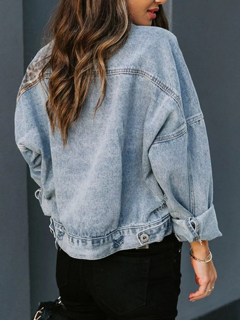 Leopard Button Up Denim Jacket, image 7