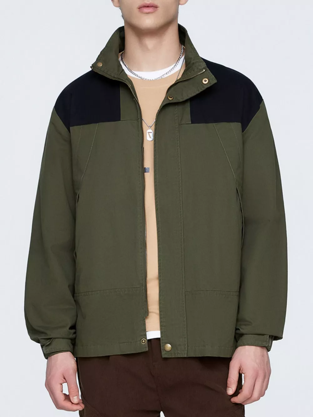Men's Plus Size Two-Tone Windproof Jacket