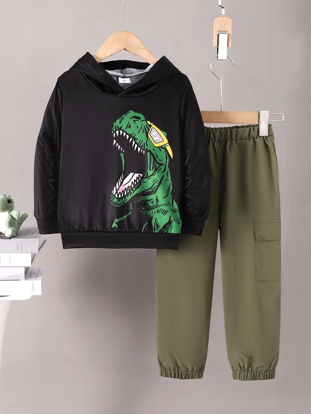 Children's Dinosaur Graphic Hoodie and Pants Set, image 6