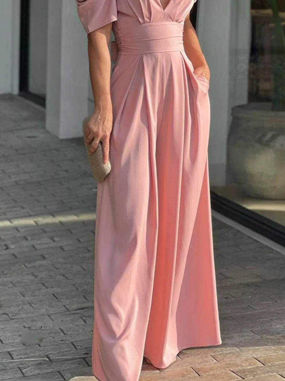 Puff Sleeve Wide Leg Jumpsuit, image 7