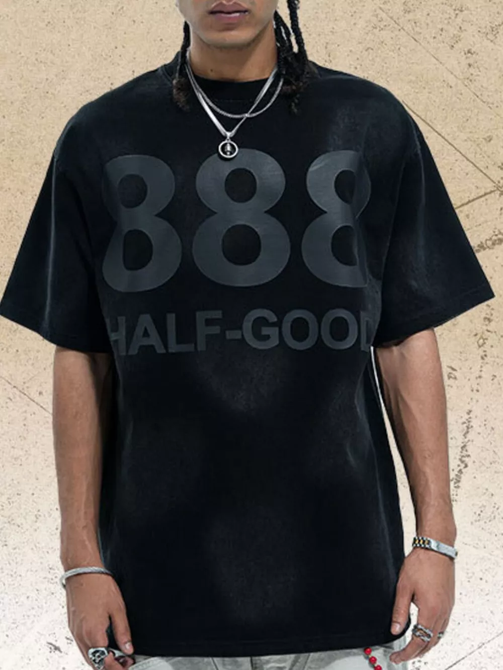 Men's 888 Half-God Graphic Washed T-Shirt, image 4