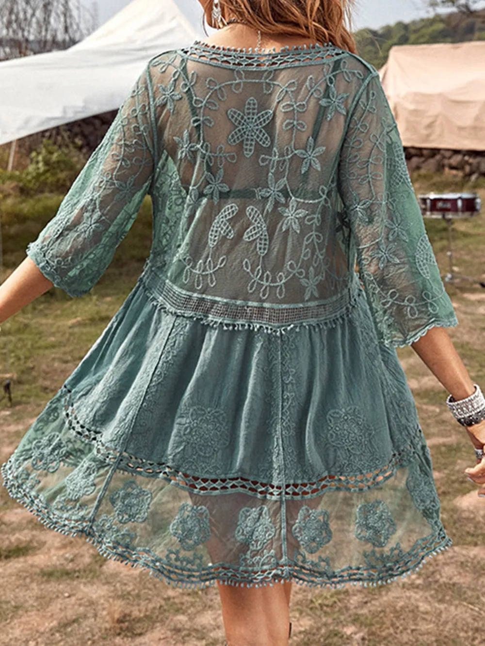 Lace Detail Plunge Cover-Up Dress, image 12