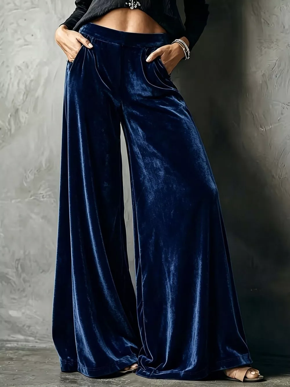 Full Size High-Waisted Wide-Leg Velvet Pants Plus Size, image 10