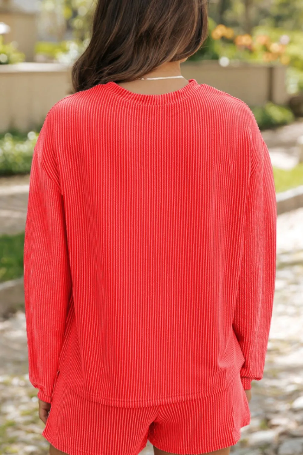 Sequin Heart Round Neck Long Sleeve Top and Shorts Set, image 3