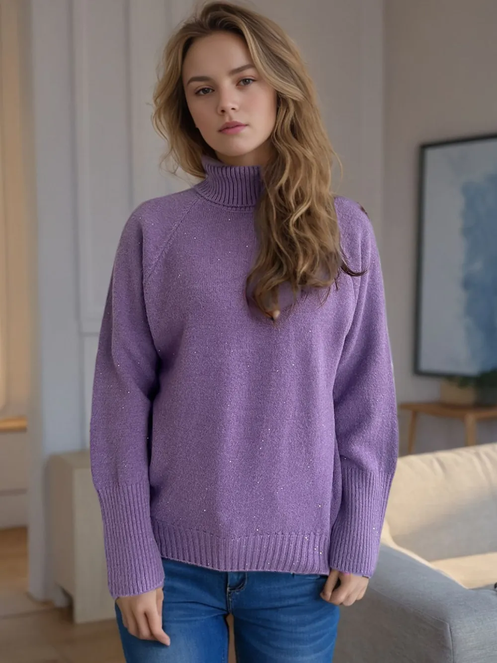 Turtleneck Raglan Sleeve Sweater, image 10