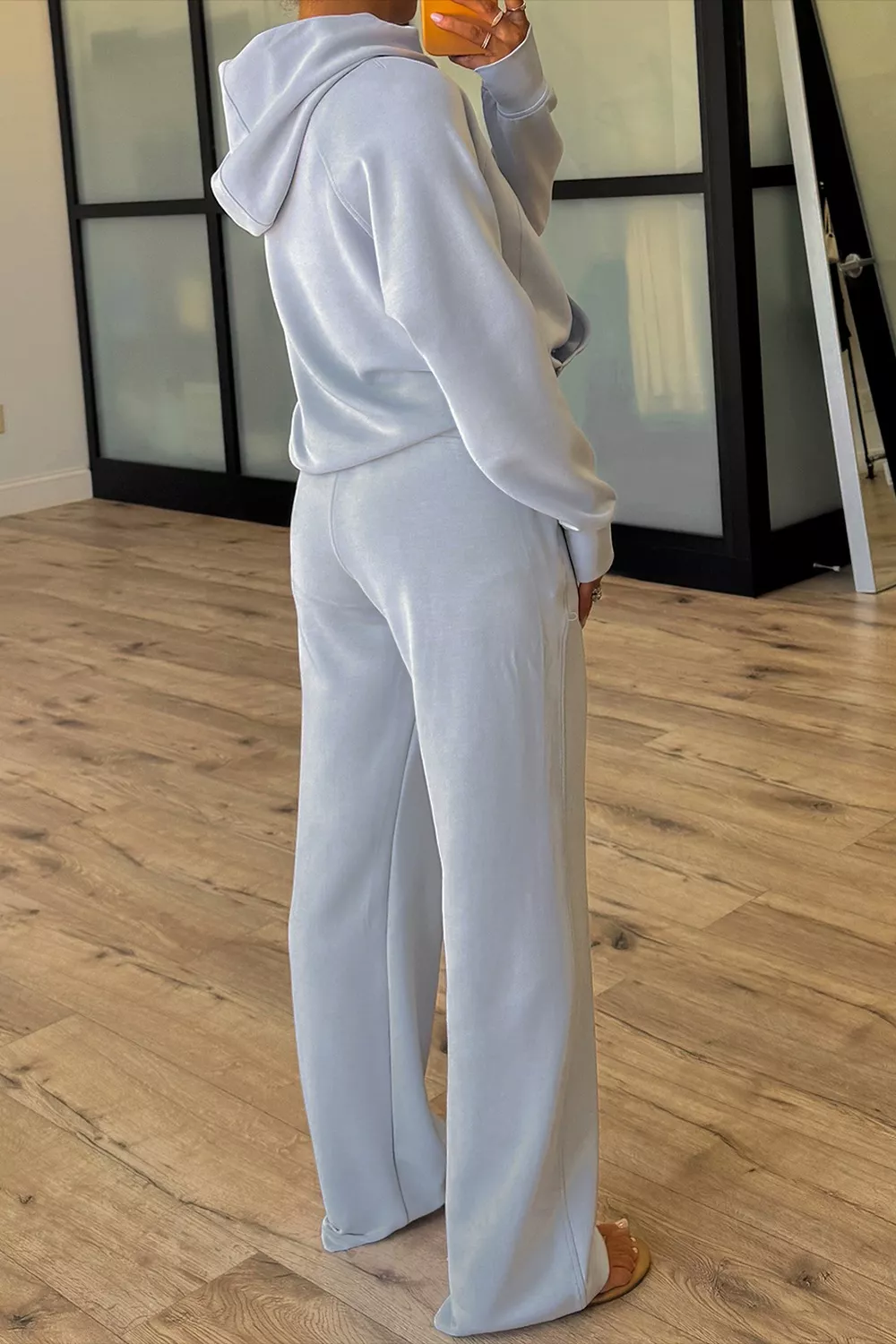 Half Zip Thumbhole Sleeve Hoodie and Pants 2pcs Outfit, image 5