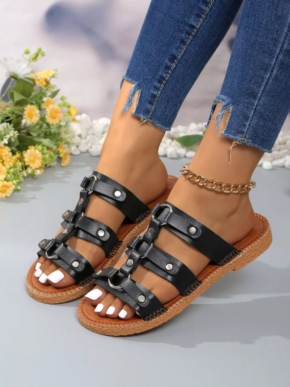 Open Toe Flats Sandals, image 5