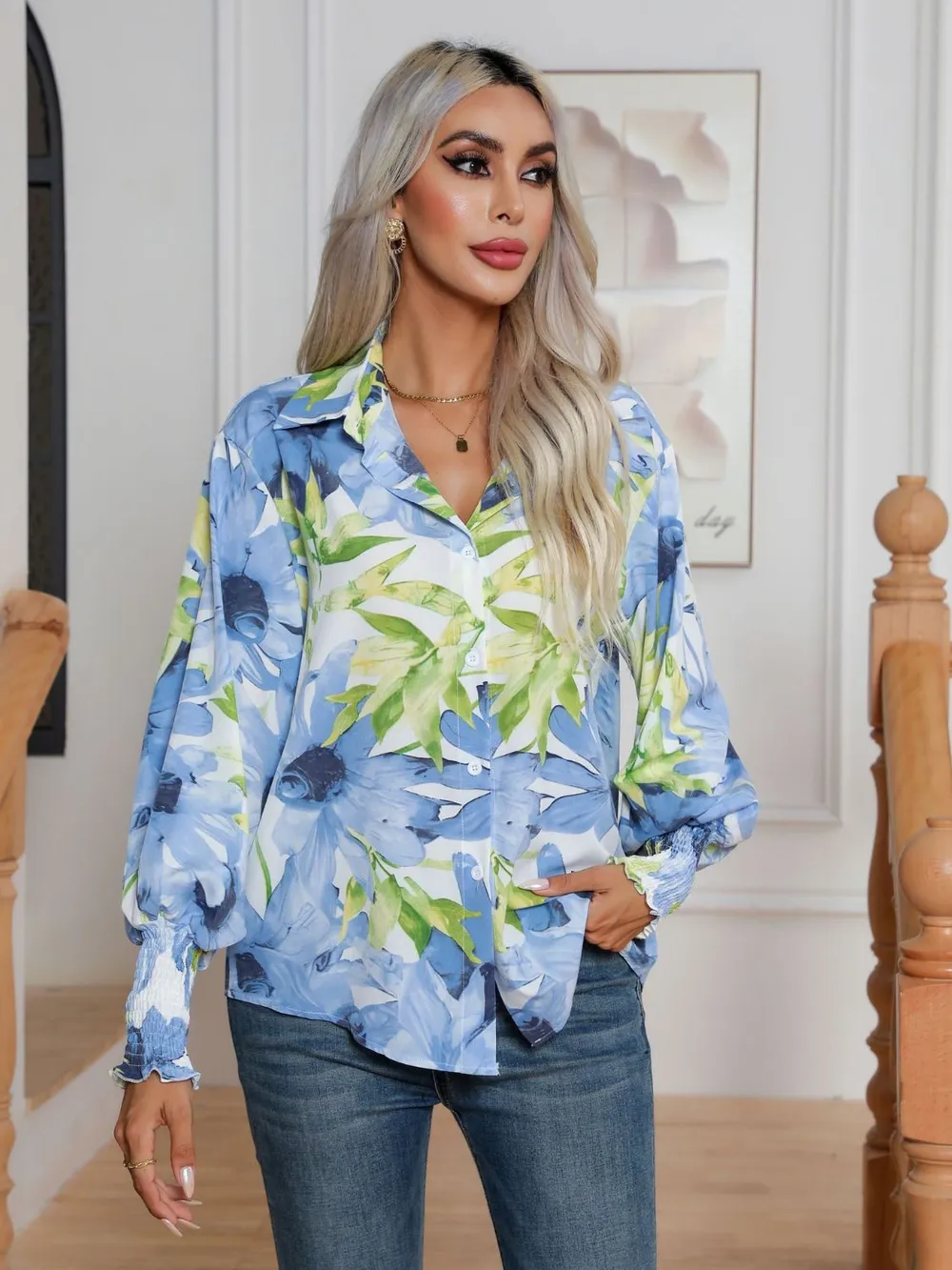 Button Down Printed Long Sleeve Shirt, image 7