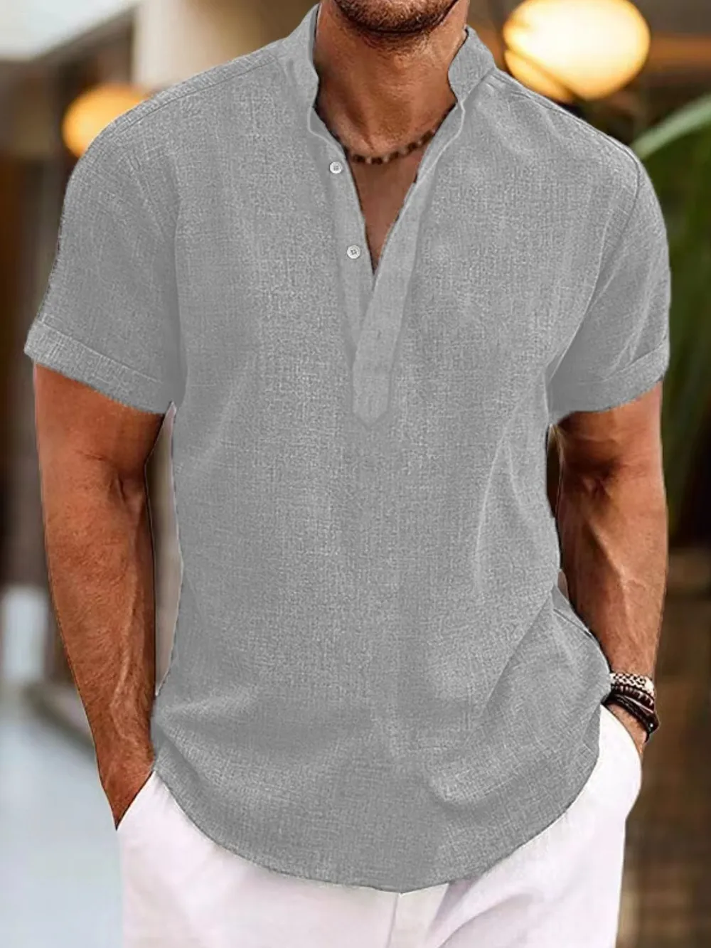 Men's Full Size Button Detail Short Sleeve Polo Plus Size, image 11