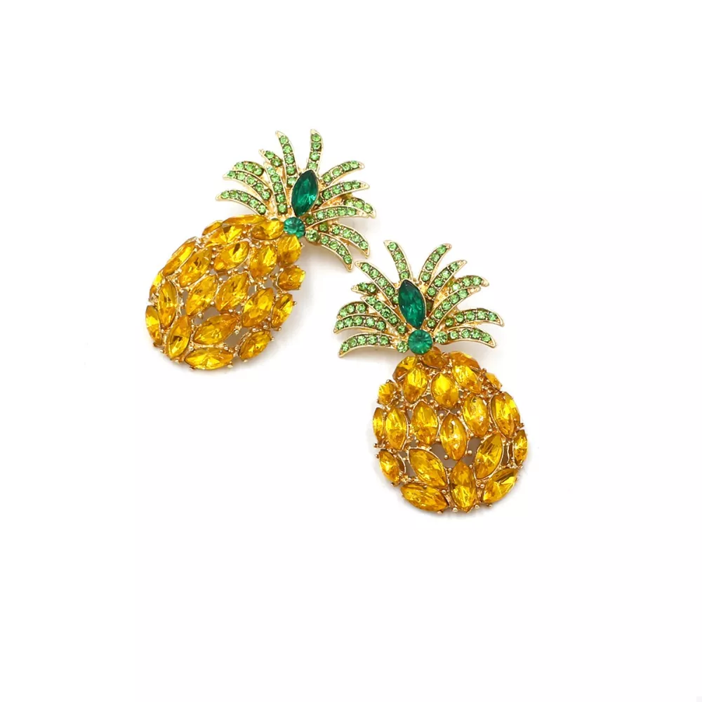 Pineapple Rhinestone Dangle Earrings, image 4
