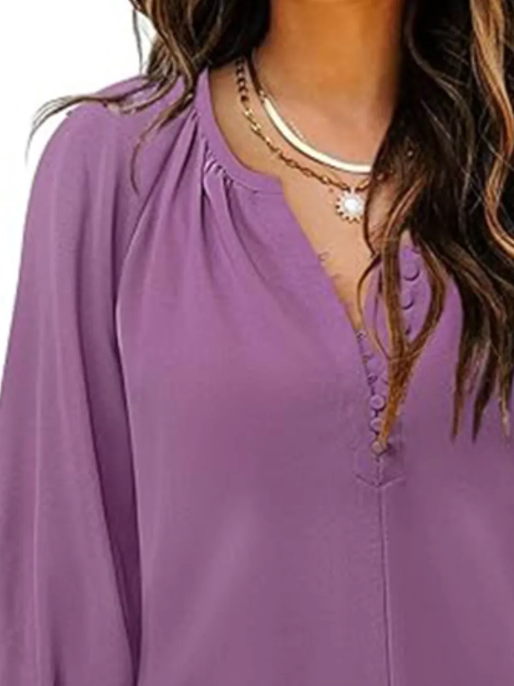 Notched 3/4 Sleeve Blouse, image 4