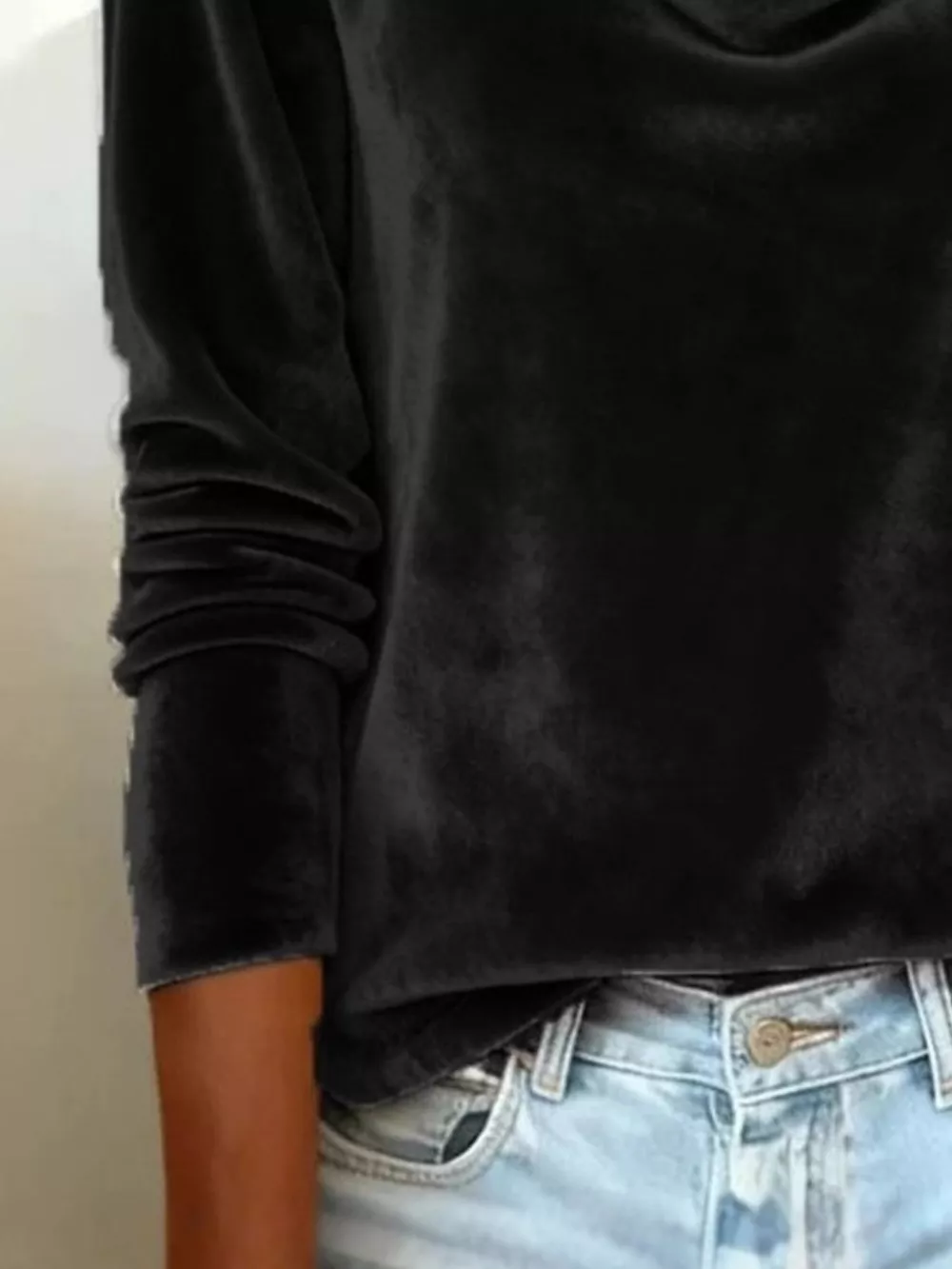 Velvet Cowl Neck Long Sleeve T-Shirt, image 10