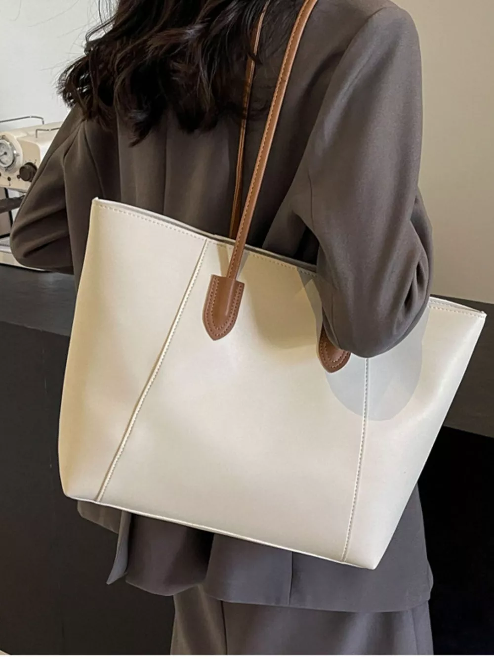 Leather Tote Shoulder Bag, image 4