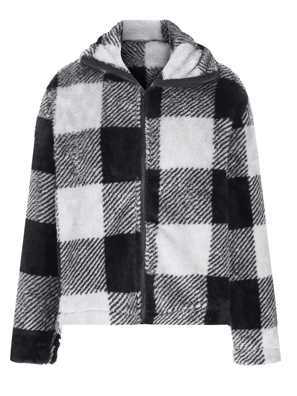 Full Size Plaid Zip Up Long Sleeve Jacket, image 2