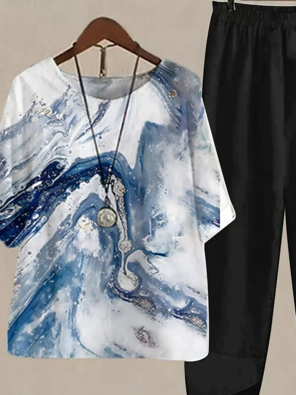 Printed Half Sleeve Top and Pants Set, image 10
