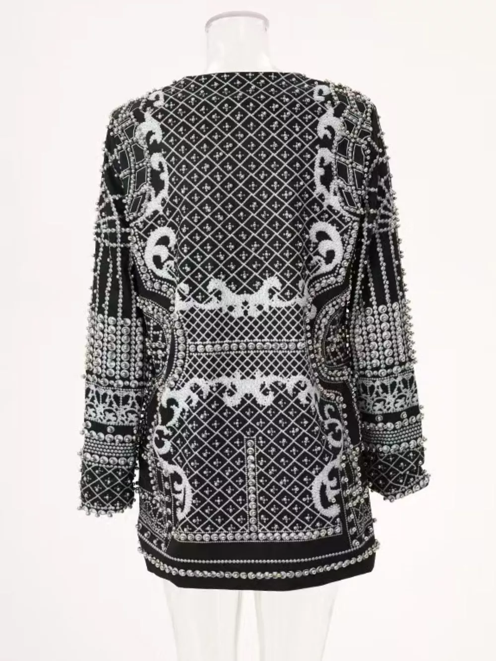 Full Size Embellished Pearl One-Button Blazer Plus Size, image 30