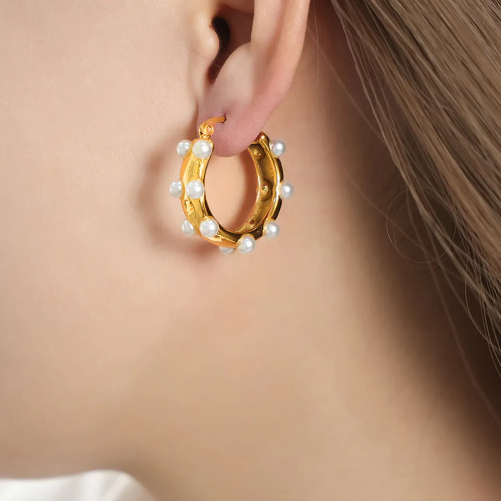 Synthetic Pearl 18K Gold-Plated Earrings, image 6