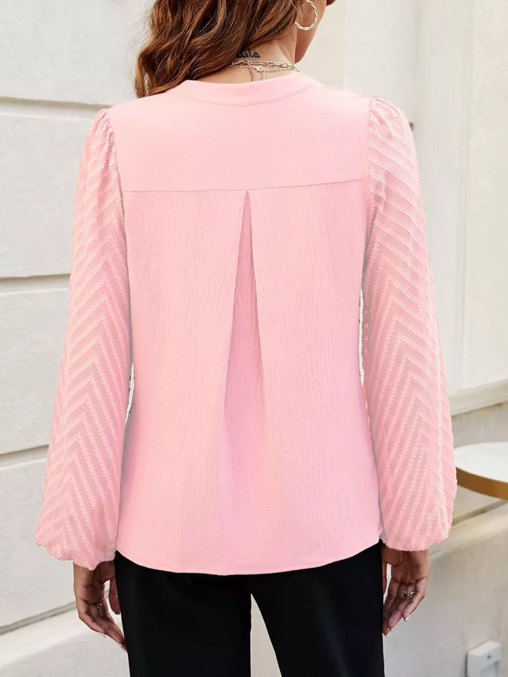 Notched Balloon Sleeve Blouse, image 14