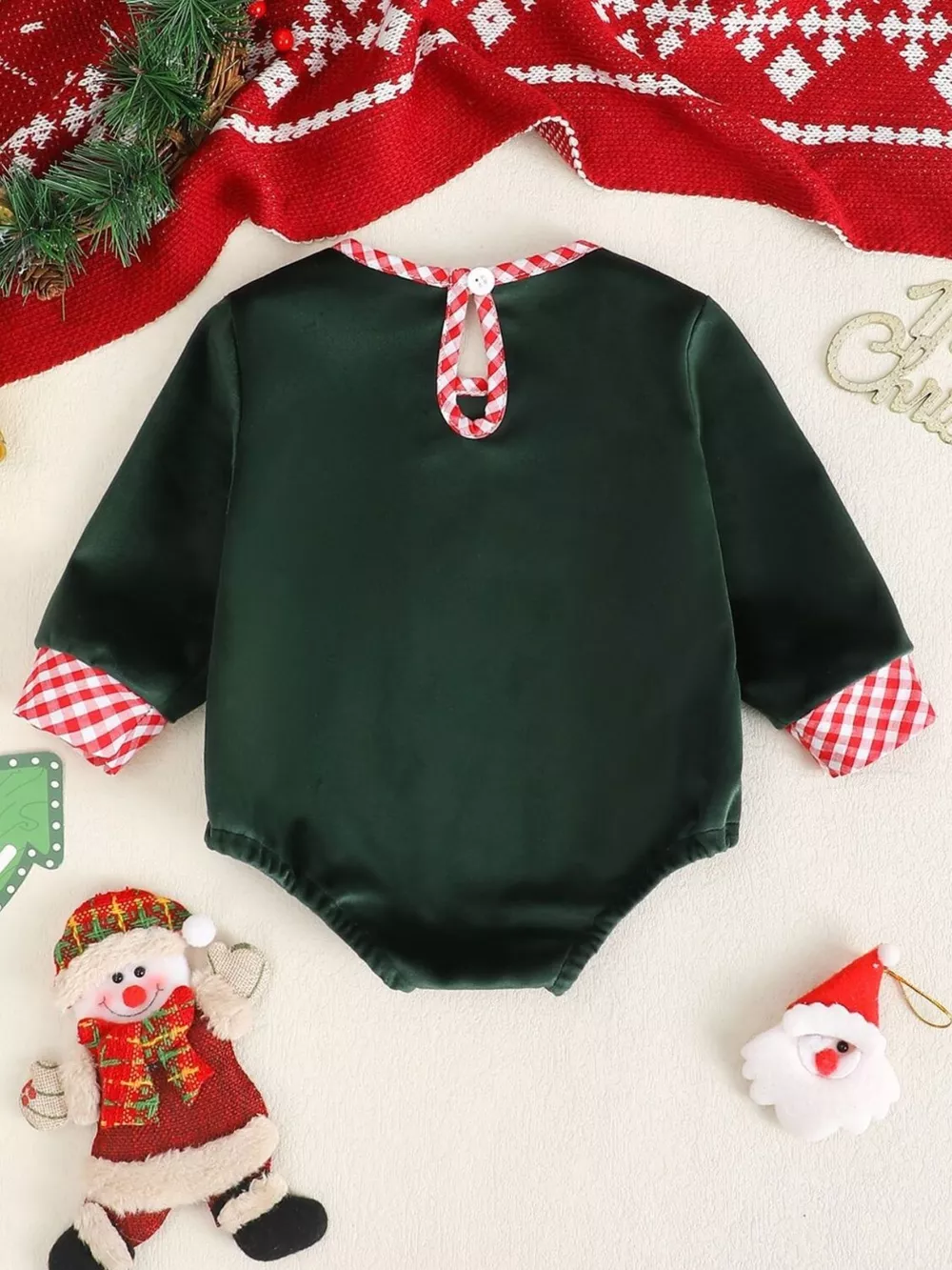 Children's Christmas Gingerbread Embroidered One-Piece Bodysuit, image 2
