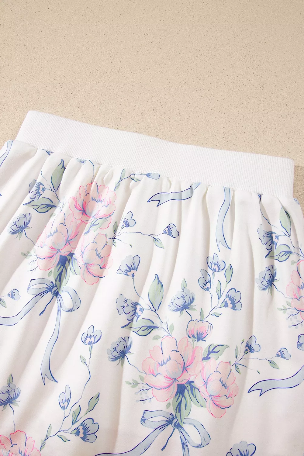 Floral Print Long Sleeve Top Elastic Waist Skort Two Piece Set, image 9