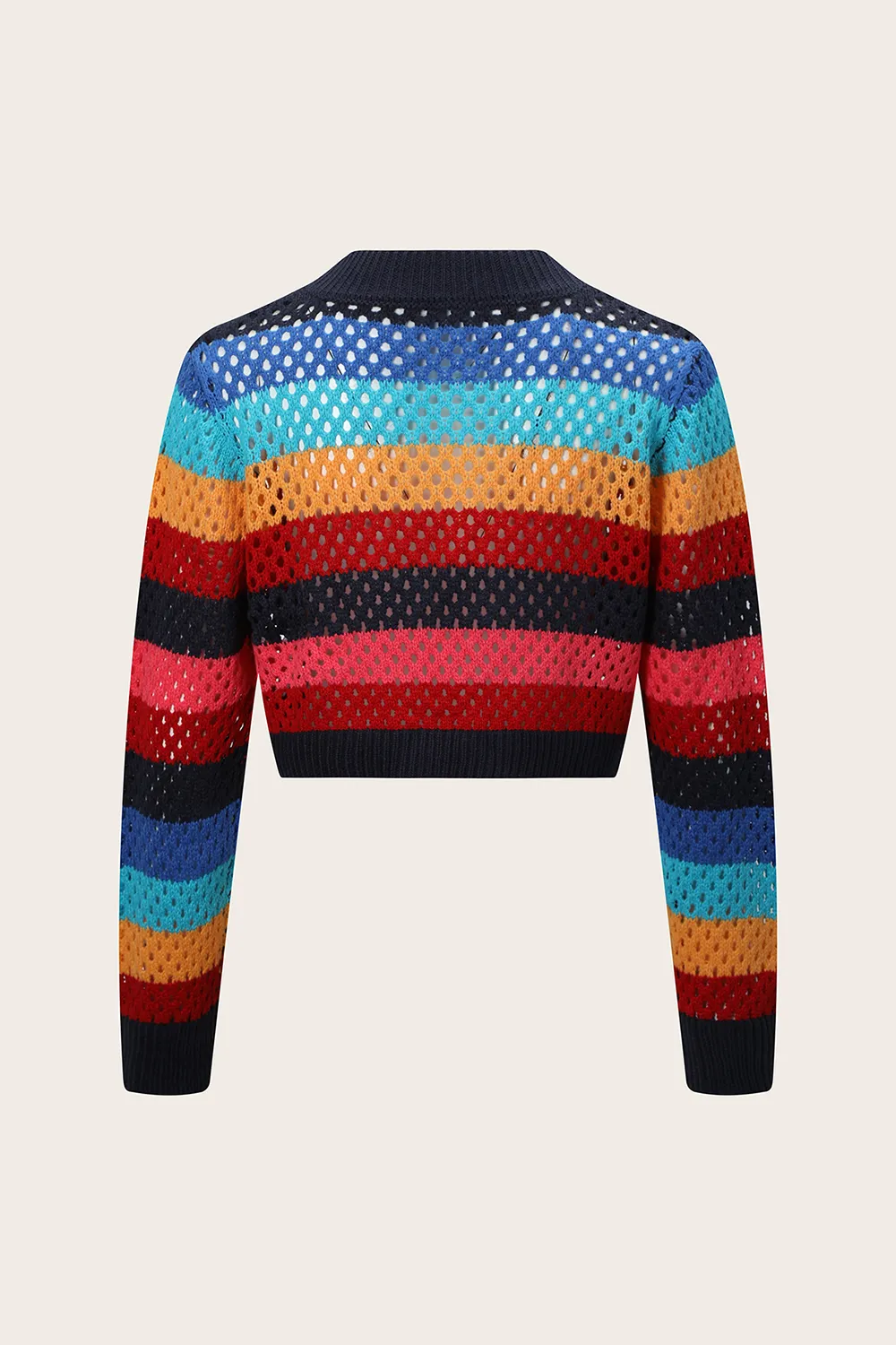 Openwork Color Block Tied Cardigan, image 2
