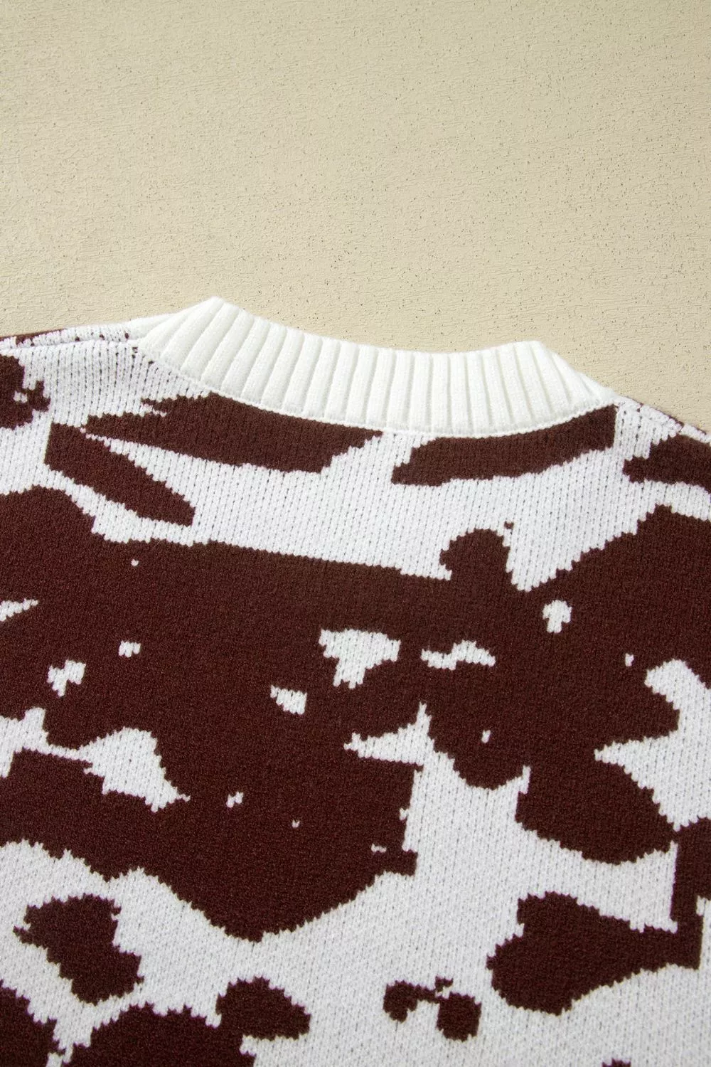 Western Print Cow Pattern Long Sleeve Round Neck Pullover Knitwear Sweater, image 7