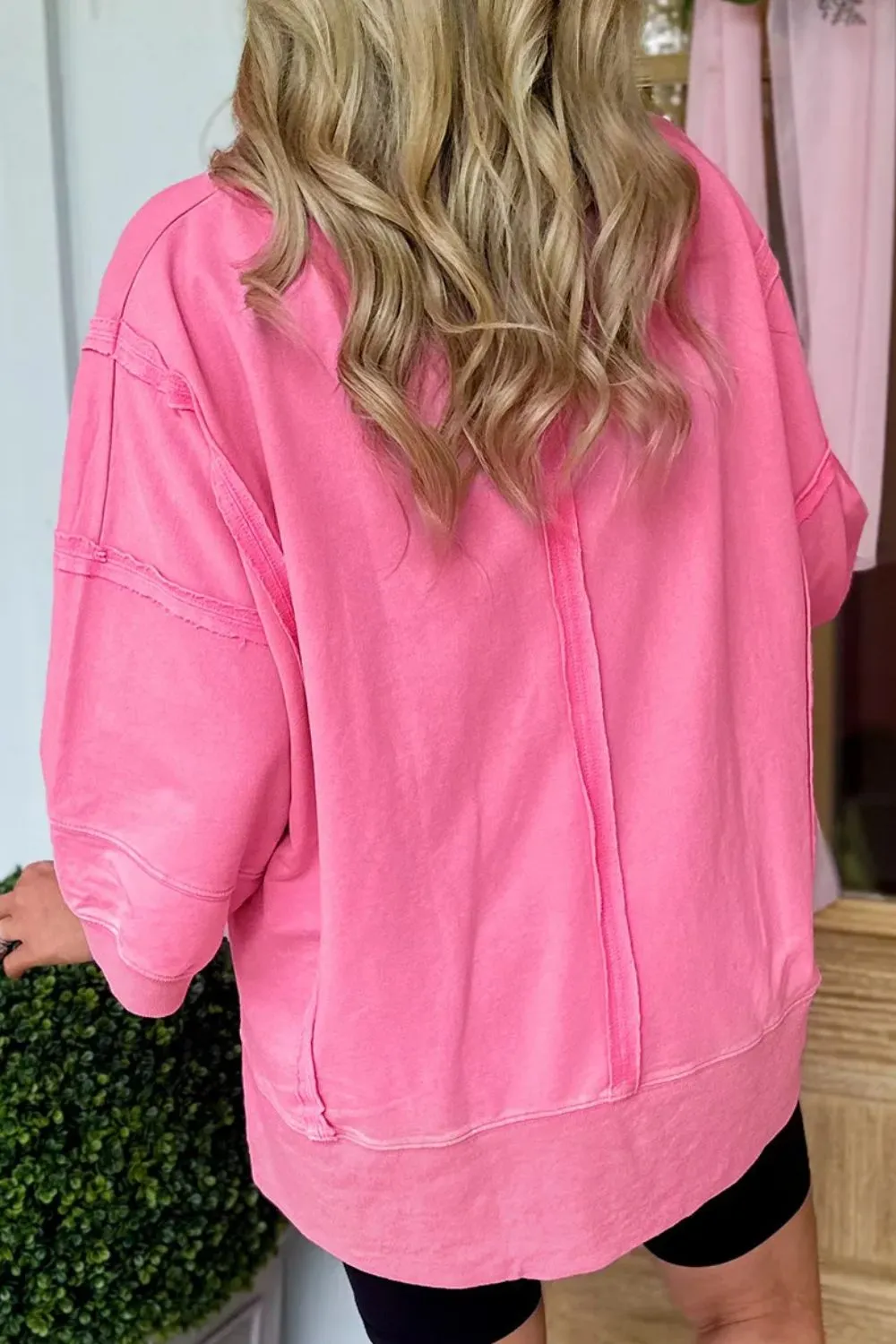 Exposed Seam V-Neck Blouse, image 2