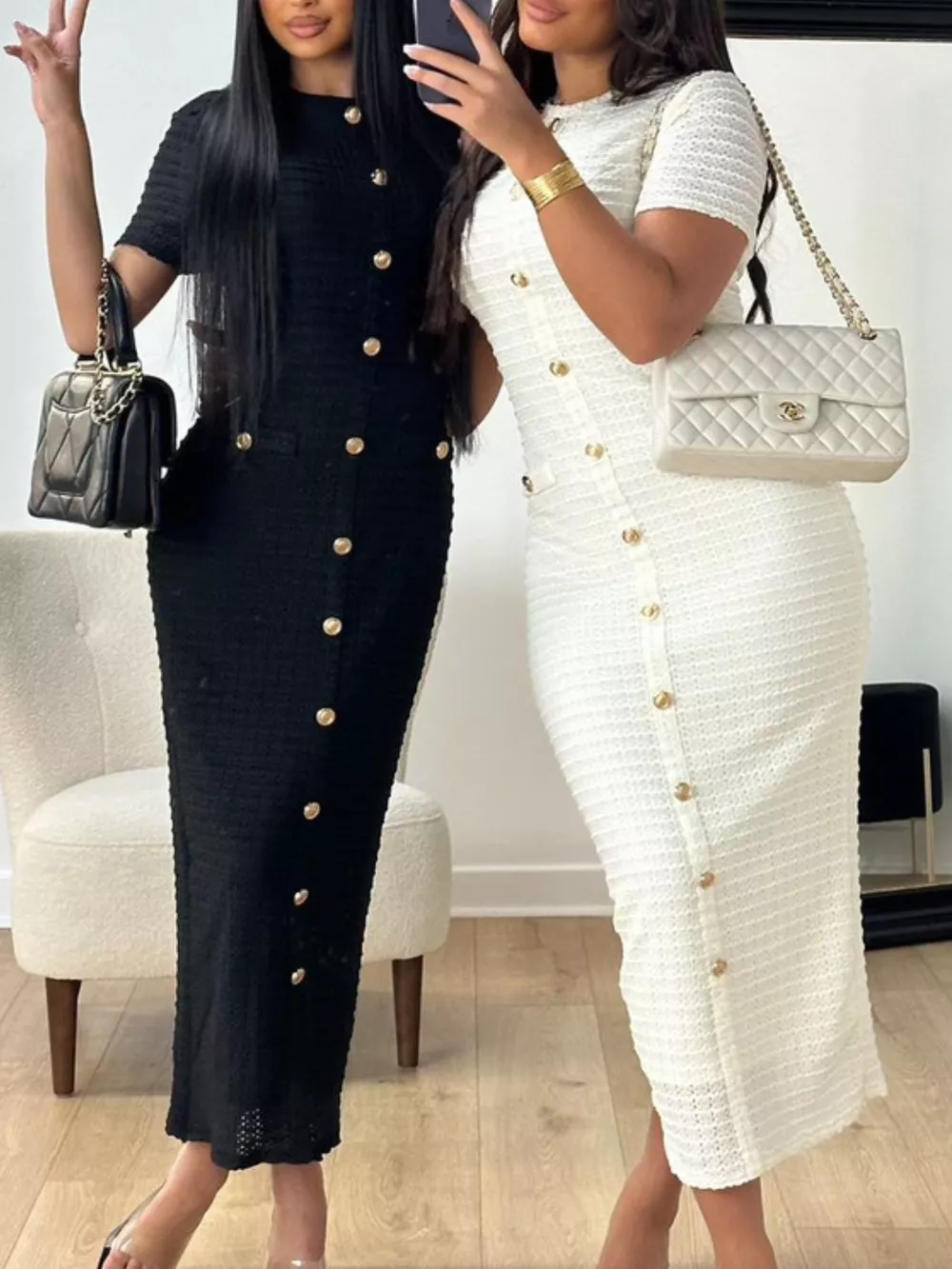 Textured Short Sleeve Midi Dress, image 4