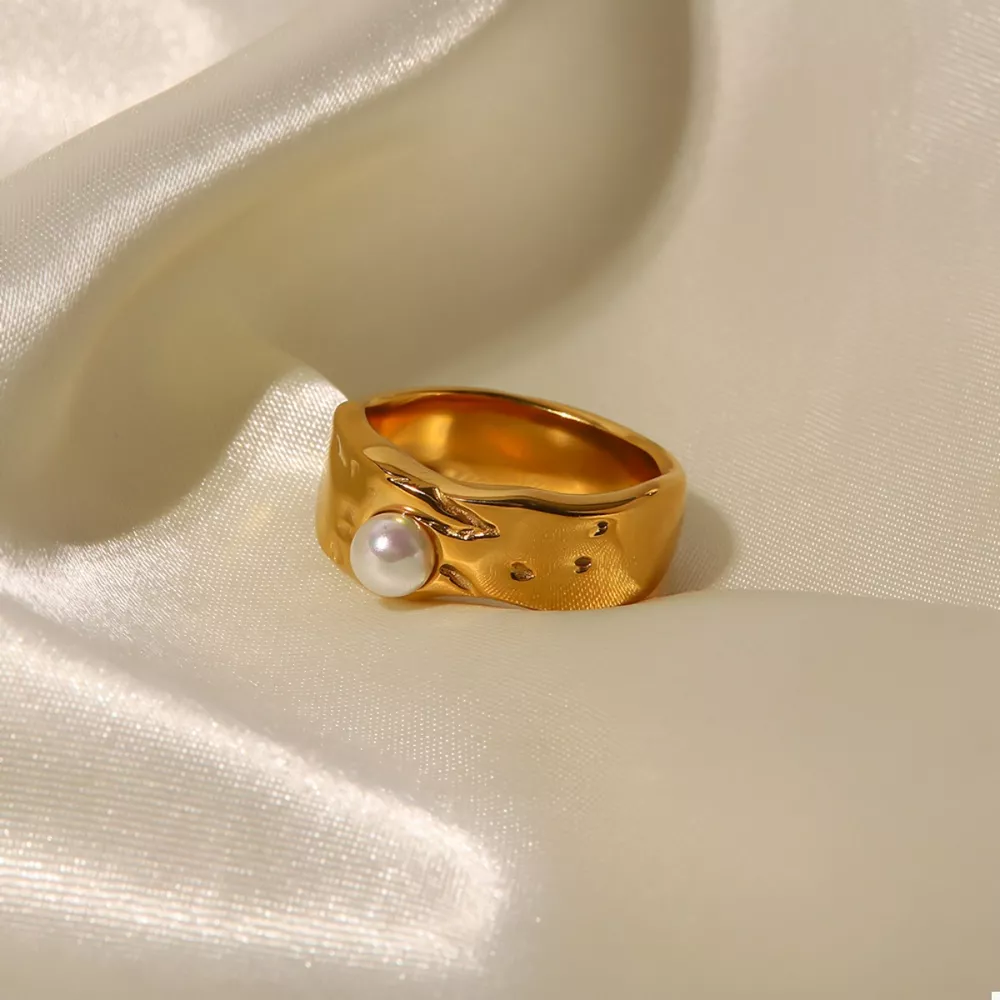 18K Gold-Plated Pearl Ring, image 2