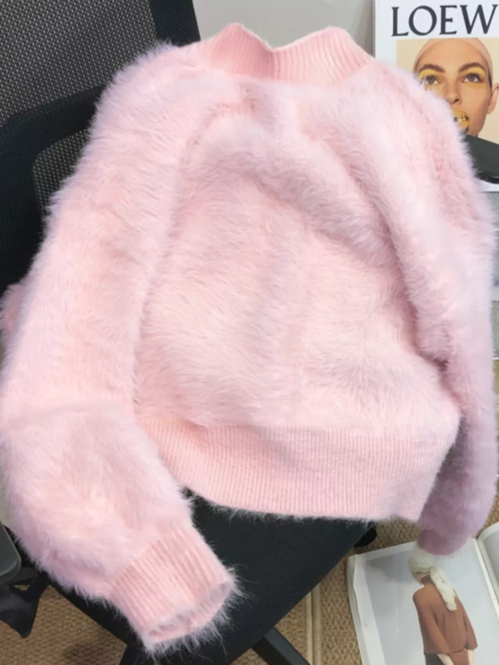 Fuzzy Bow Button Up Cardigan, image 10