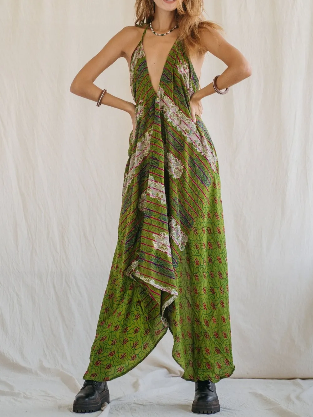 Backless Printed Halter Neck Maxi Dress, image 5