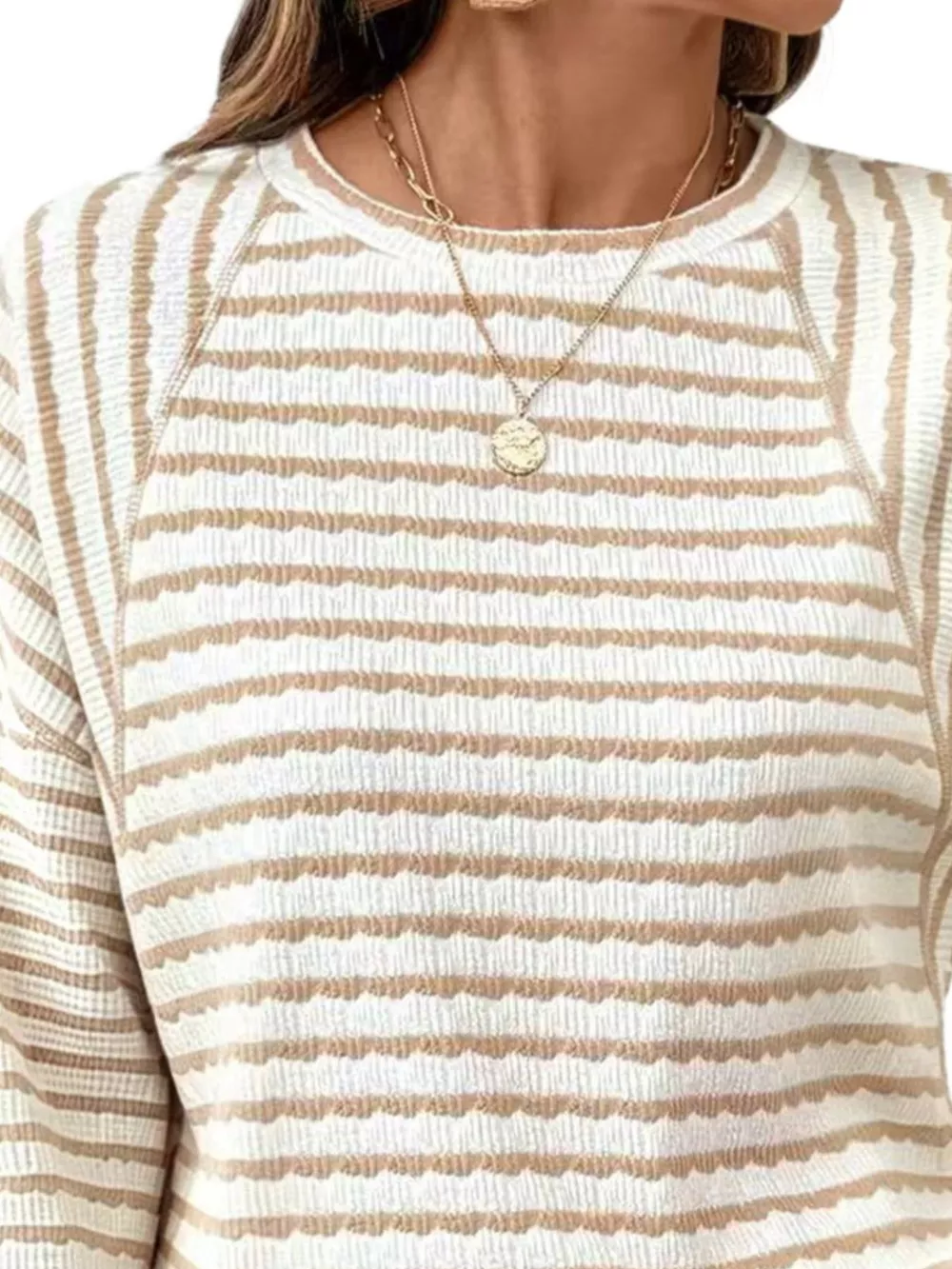 Casual Striped Raglan Sleeve Long-Sleeve T-Shirt, image 5