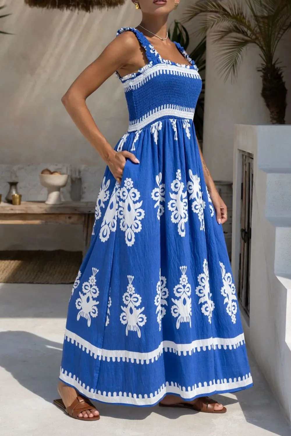 Printed Square Neck Cami Dress, image 12