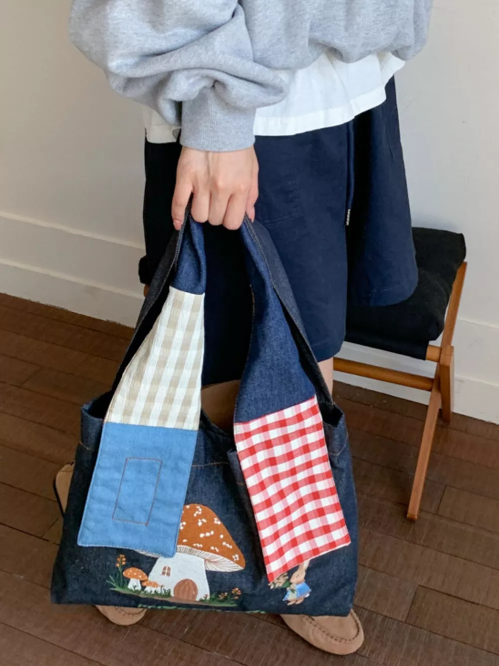 Mushroom Corduroy Tote Bag, image 7