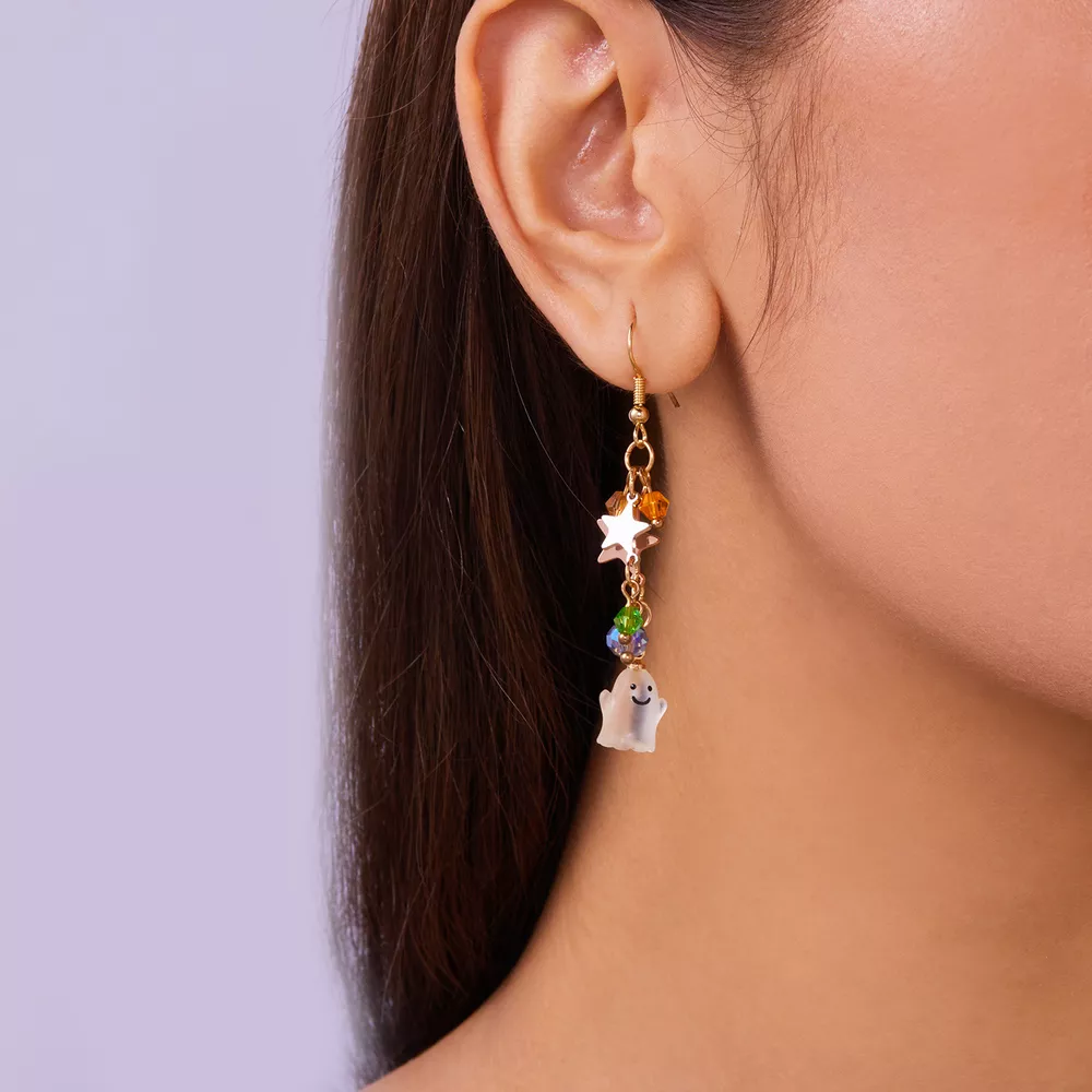 Halloween Asymmetrical Pumpkin Ghost Earrings, image 7