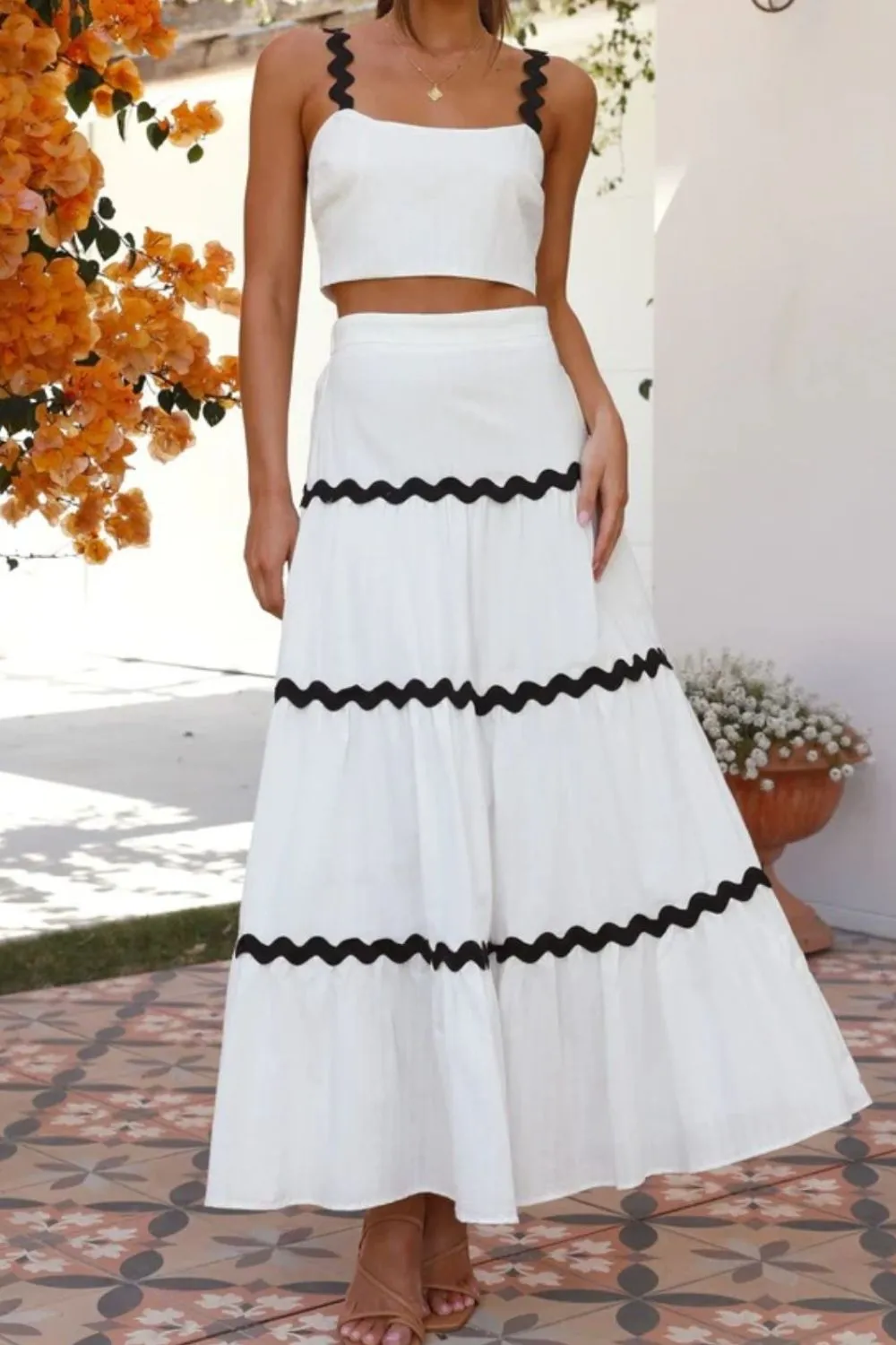 Contrast Trim Cami and Skirt Set, image 8