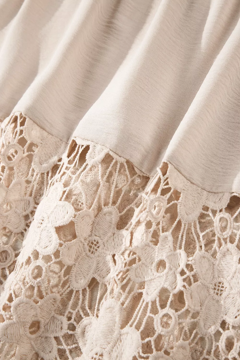Hollowed Floral Lace Hem Patchwork Loose Halter Summer Dress, image 9