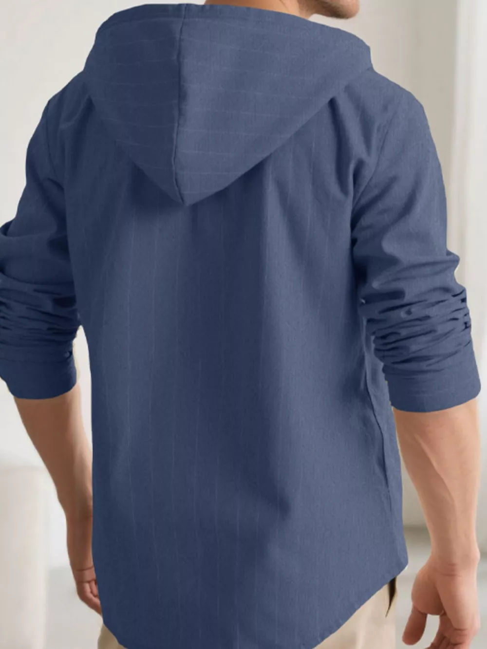 Men's Full Size Drawstring Hooded Button Up Shirt Plus Size, image 3