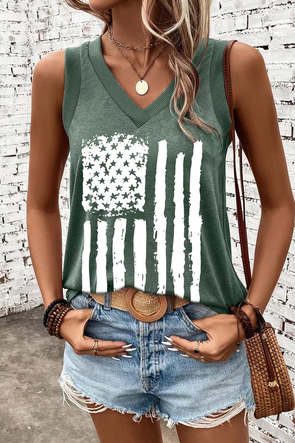 US Flag V-Neck Tank, image 4