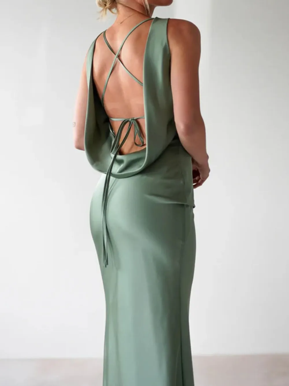 Satin Sleeveless Maxi Dress, image 11