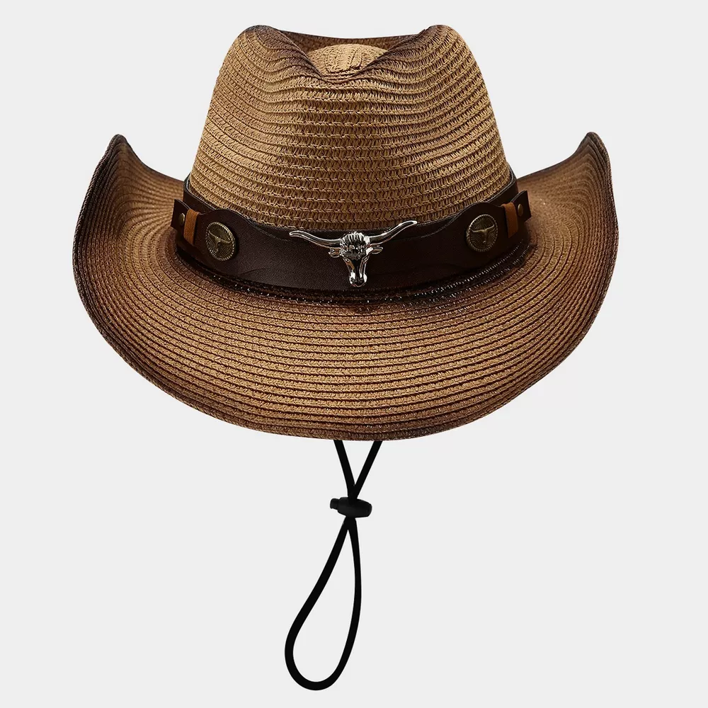 Bull Skull Straw Cowboy Hat, image 2