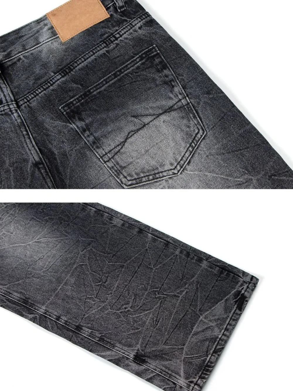 Men's Washed Wide Leg Baggy Jeans, image 4