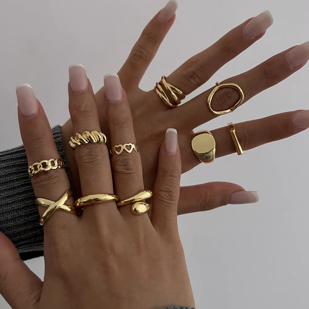 10-Piece Alloy Geometric Ring, image 7
