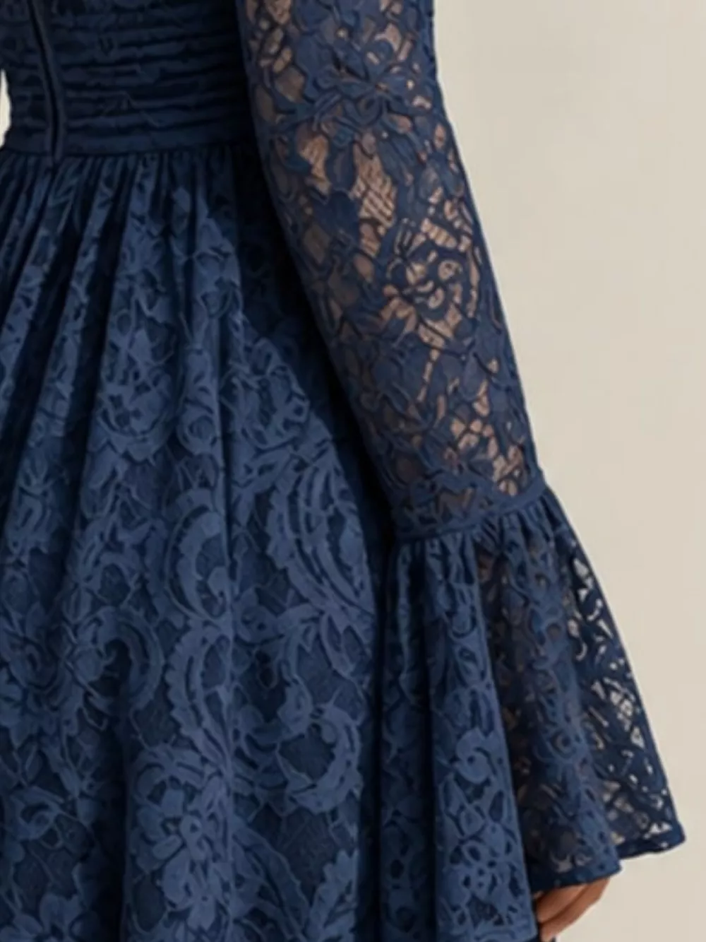 V-Neck Lace Flare Sleeve Maxi Dress, image 9