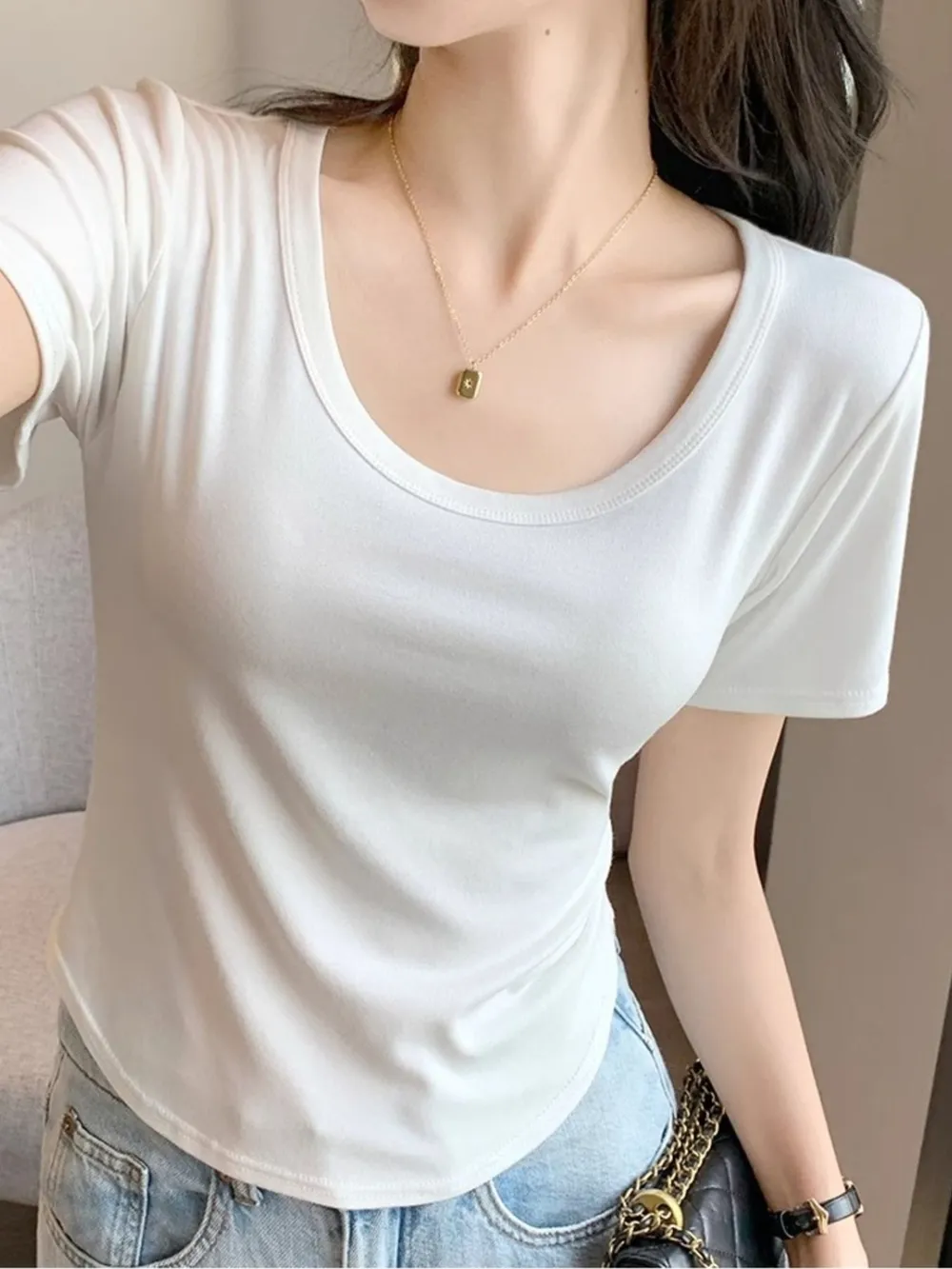 Plus Size Round Neck Short Sleeve T-Shirt, image 2