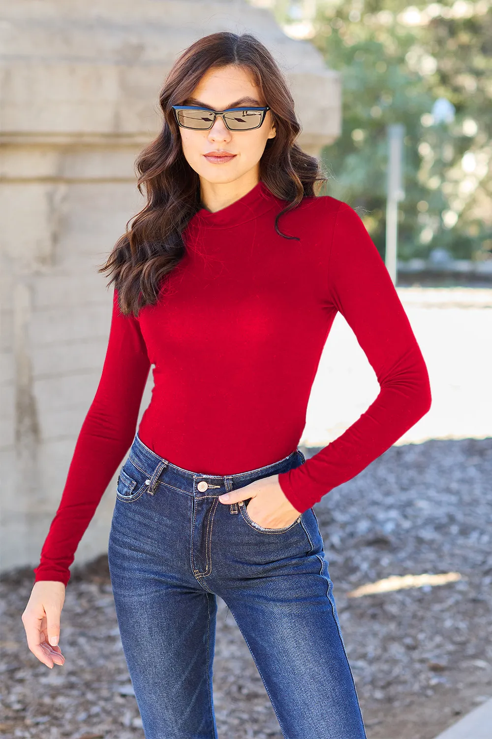 Full Size Mock Neck Long Sleeve Bodysuit, image 26