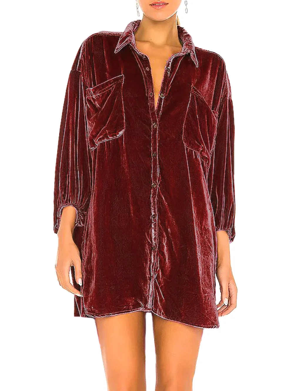 Collared Neck Button Down Long Sleeve Shirt, image 2