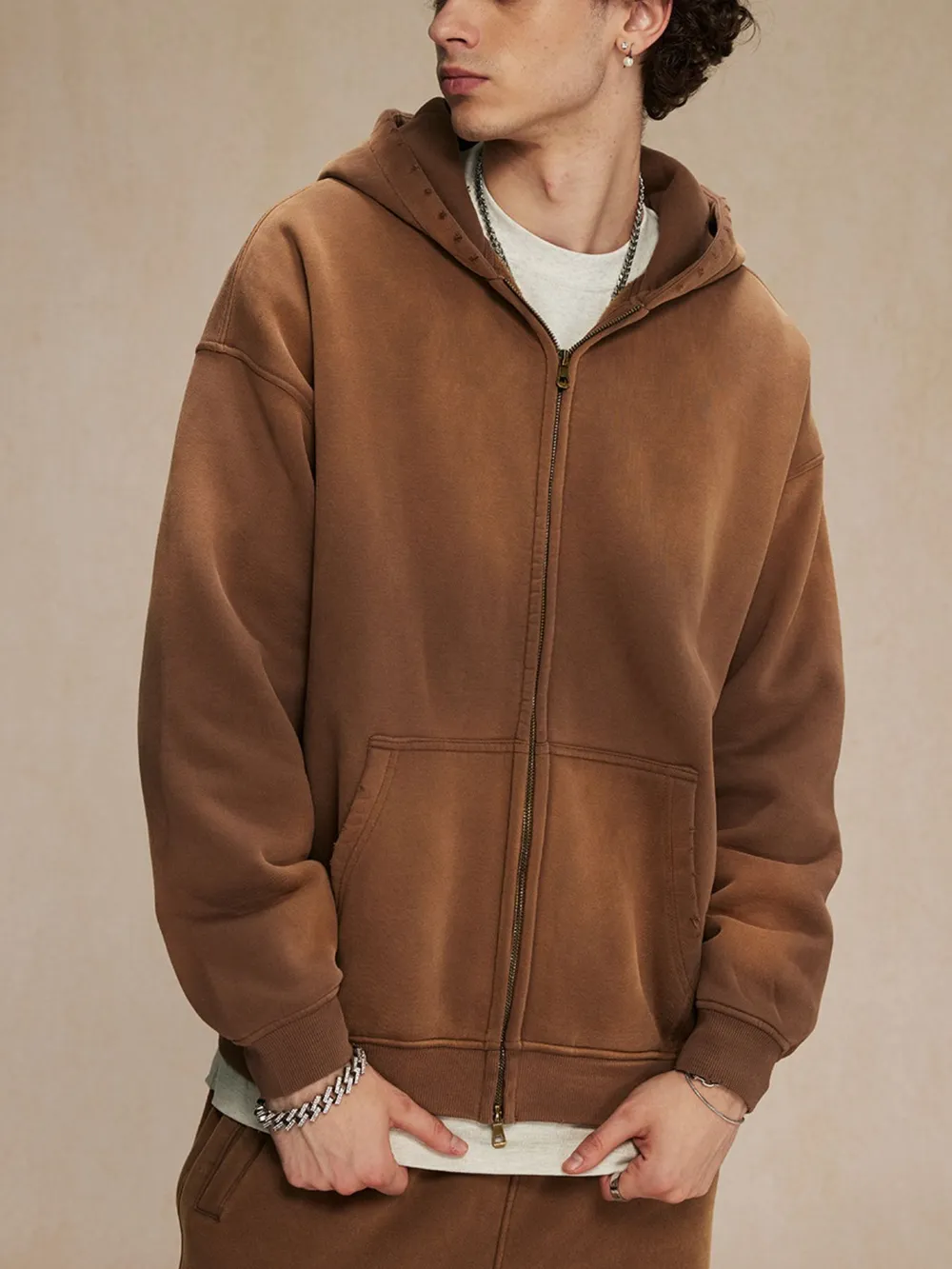 Men's Oversized Casual Zip-Up Hoodie, image 4