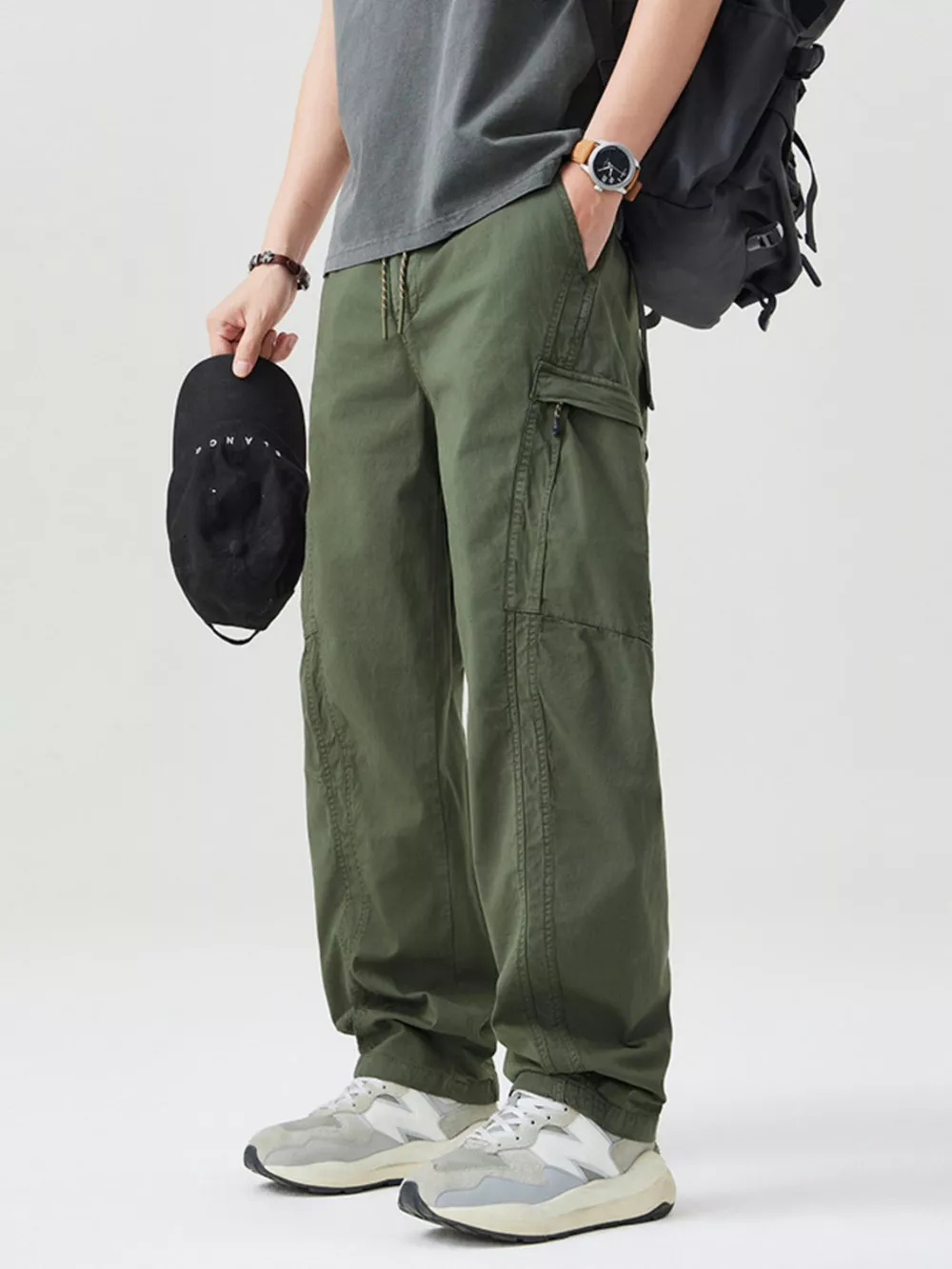 Men's Full Size Wide Leg Cargo Pants Plus Size, image 7